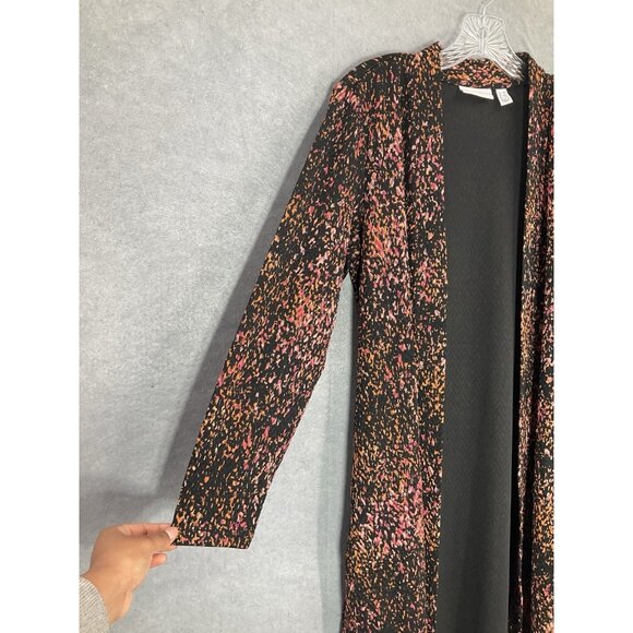 Susa Graver Cardigan Women M Petite Multicolor Pockets Texture Open Front Duster - Picture 6 of 13